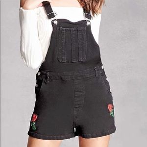 Motel Embroidered Rose Overalls